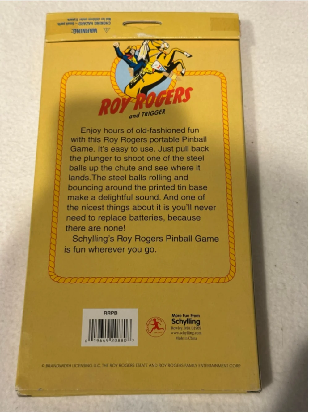 Vintage Schylling Roy Rogers & Trigger Pinball Game Original Package Yellow Blue